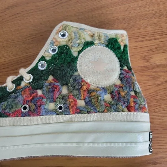 ❤️Converse Upcycle Chuck 70 Hi Crochet Blankets Sz 8.5 Men Premium Shoes A09228C