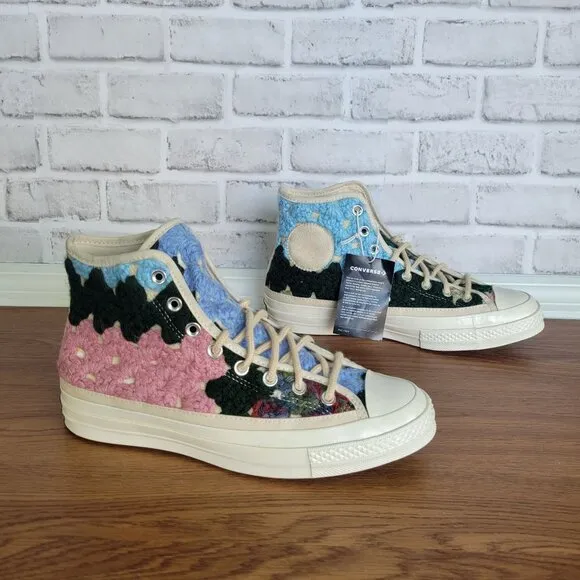 ❤️Converse Upcycle Chuck 70 Hi Crochet Blankets Sz 8.5 Men Premium Shoes A09228C