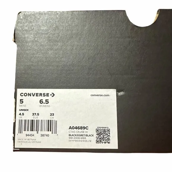 🤩Converse Women Shoes Chuck Taylor All Star Hi Size 6.5 Sneakers Black A04689C