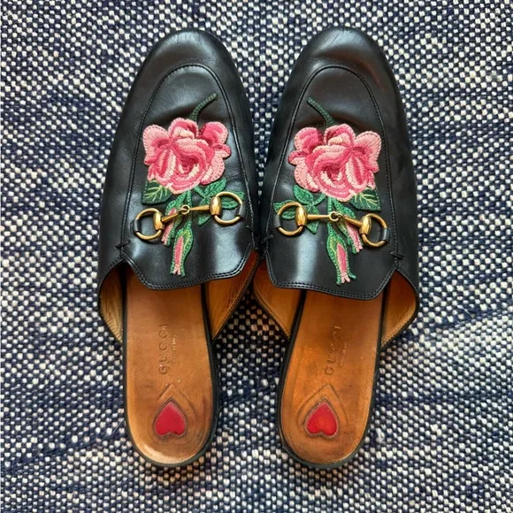 COPY - Gucci Black Floral Embroidered Women's Loafers