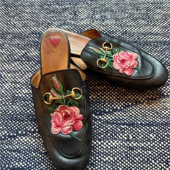 COPY - Gucci Black Floral Embroidered Women's Loafers