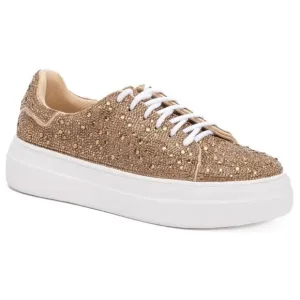 CORKYS Bedazzled Gold Rhinestone Sneakers Tennis Shoes 7-11 NWT