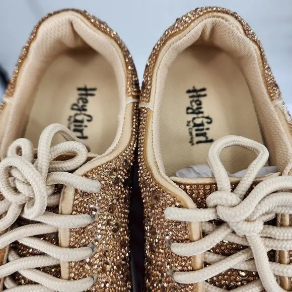CORKYS Bedazzled Gold Rhinestone Sneakers Tennis Shoes 7-11 NWT