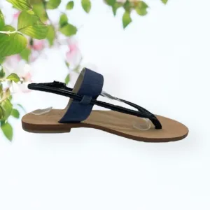 Cornetti Blue Suede Leather Sandals with Black Straps