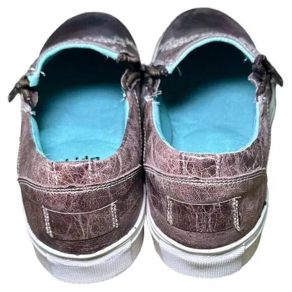 Corral Women’s Bone Crater Inlay Embroidered Leather Slip On Shoes 7 NWOB Brown