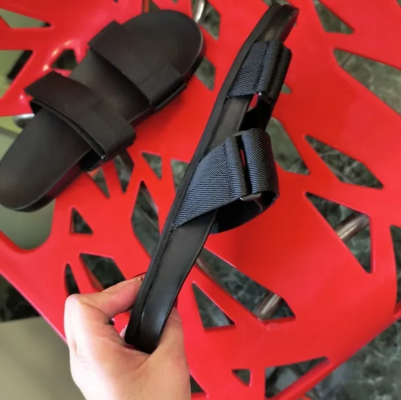 COS sandals new genuine leather Textile Straps Sz us 10 Fits Women 11-11.5 NoBox