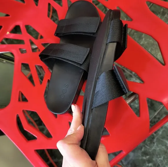 COS sandals new genuine leather Textile Straps Sz us 10 Fits Women 11-11.5 NoBox