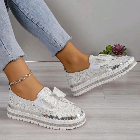 Cross-Border Plus Size Diamond-Encrusted Sports Shoes, Butterfly Flower Stitchin