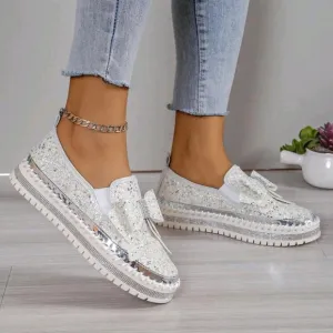 Cross-Border Plus Size Diamond-Encrusted Sports Shoes, Butterfly Flower Stitchin