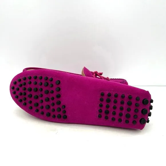 Cuple Norway women’s fushia suede driver loafers shoes