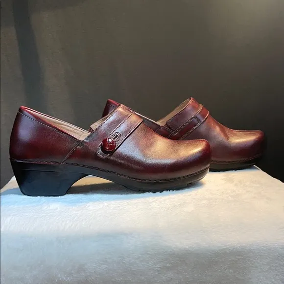 Dansko Red Mules with Glossy Leather Finish