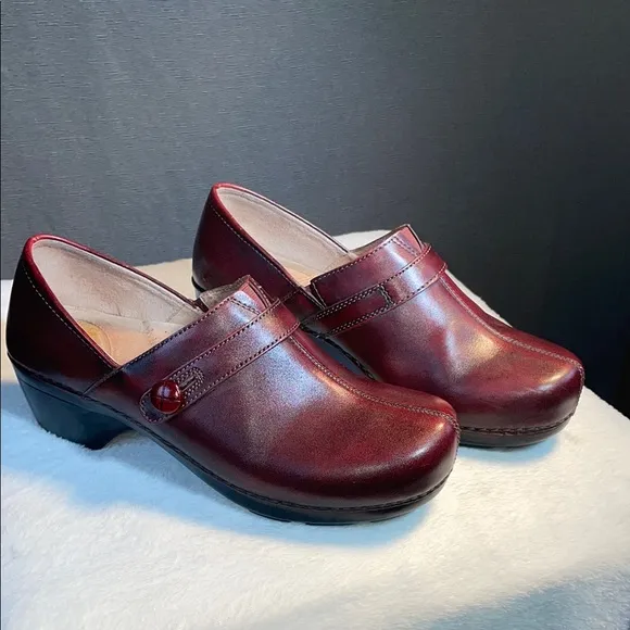 Dansko Red Mules with Glossy Leather Finish