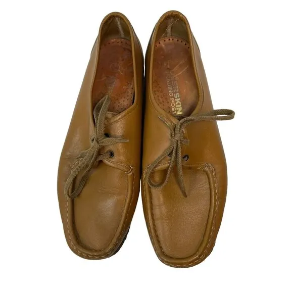 Deerskin Trading Post Women's 7.5 Vintage Brown Leather Shoes Lace Up Loafers