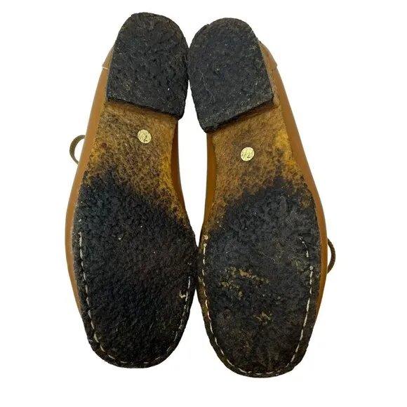 Deerskin Trading Post Women's 7.5 Vintage Brown Leather Shoes Lace Up Loafers