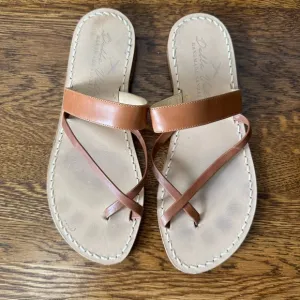 Della Valle Handmade Italian Sandals Brown Straps Size 37 / US 6.5