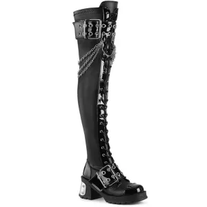 Demonia Bratty 304 Black Vegan Leather Over The Knee Platform Boots