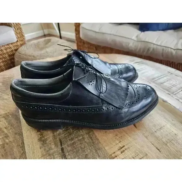 Dexter Leather Vintage Black Golf Shoes Large Spikes Men's Size 10D Made in USA