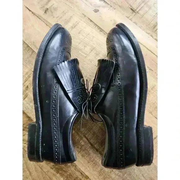 Dexter Leather Vintage Black Golf Shoes Large Spikes Men's Size 10D Made in USA
