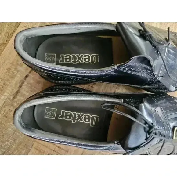 Dexter Leather Vintage Black Golf Shoes Large Spikes Men's Size 10D Made in USA
