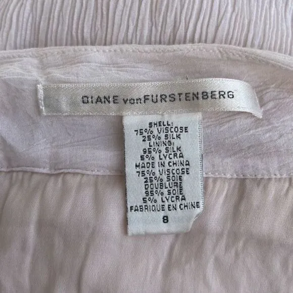 Diane Von Furstenberg 'Danette' Cream Drop Waist Tiered Ruffle Hem Dress Size 8