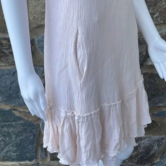 Diane Von Furstenberg 'Danette' Cream Drop Waist Tiered Ruffle Hem Dress Size 8