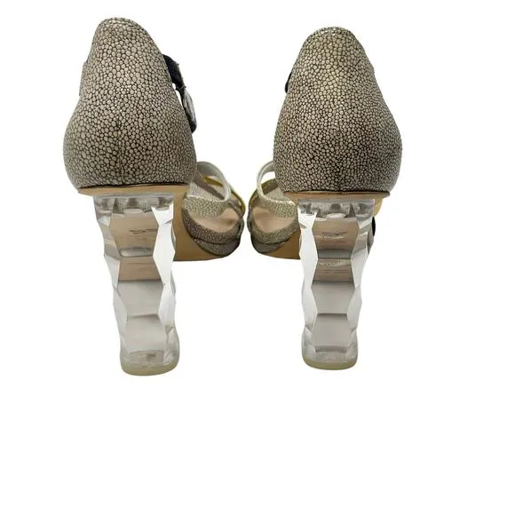 Diane von Furstenberg Ibiza Lucite Clear Heeled Sandals