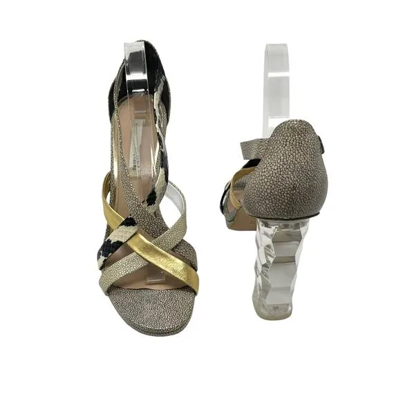 Diane von Furstenberg Ibiza Lucite Clear Heeled Sandals