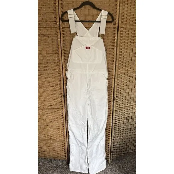 Dickies Men’s White Bib Overalls 32x32 Workwear Canvas Streetwear Skater EUC