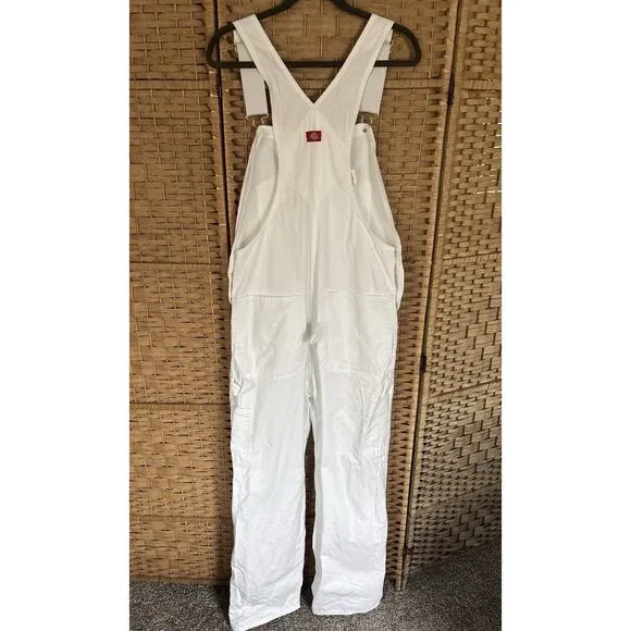 Dickies Men’s White Bib Overalls 32x32 Workwear Canvas Streetwear Skater EUC