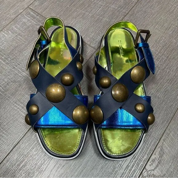 DIESEL Sandals Criss cross Chunky Studs Size 37 US7 Navy