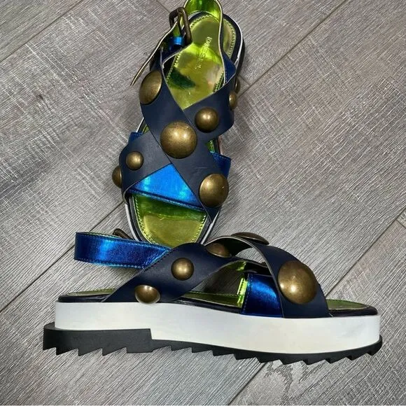 DIESEL Sandals Criss cross Chunky Studs Size 37 US7 Navy