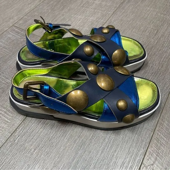 DIESEL Sandals Criss cross Chunky Studs Size 37 US7 Navy