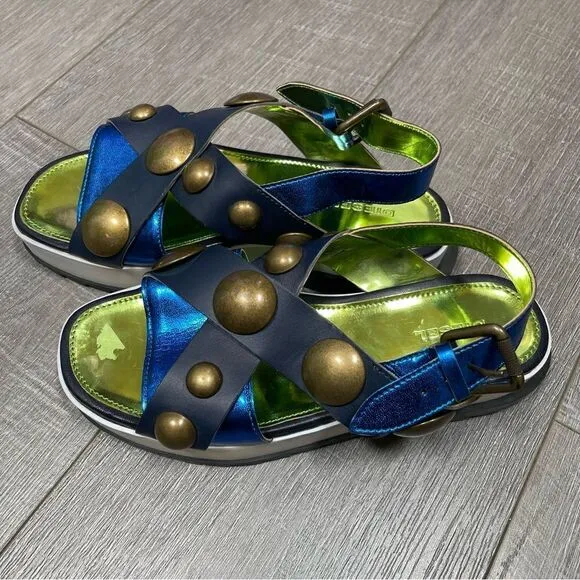 DIESEL Sandals Criss cross Chunky Studs Size 37 US7 Navy