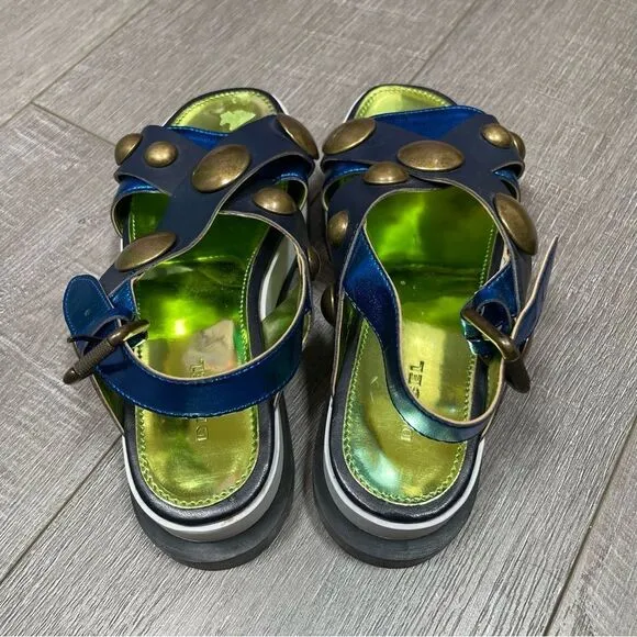 DIESEL Sandals Criss cross Chunky Studs Size 37 US7 Navy