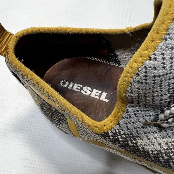 Diesel SKB S-KBY Sneakers Mens Size 10.5 Gray Camo Gold Knit Shoes