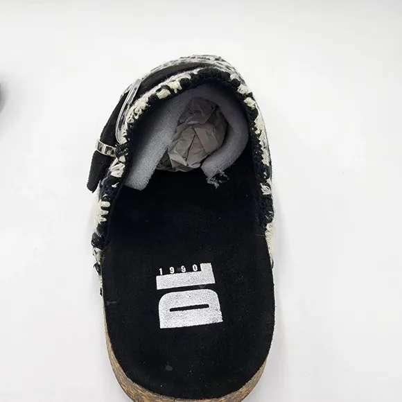 Dirty Laundry Bunches Crochet Clog Womens 8.5M Black/White Buckle Boho Shoes 38
