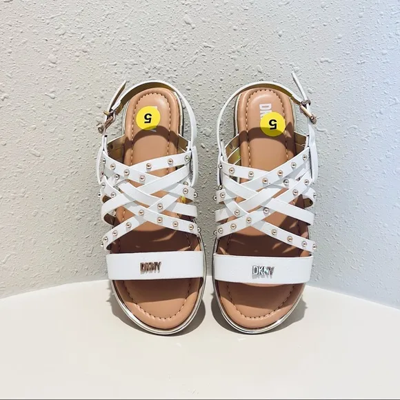DKNY Girls Cassie Laser White Straps Sandals/Sz:5/NWT