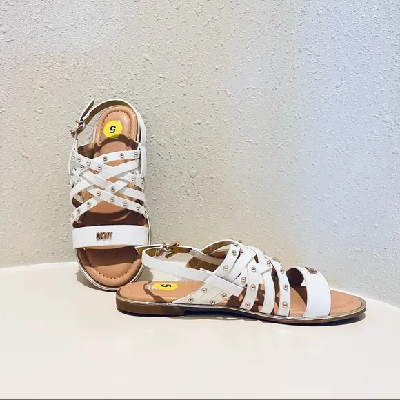 DKNY Girls Cassie Laser White Straps Sandals/Sz:5/NWT
