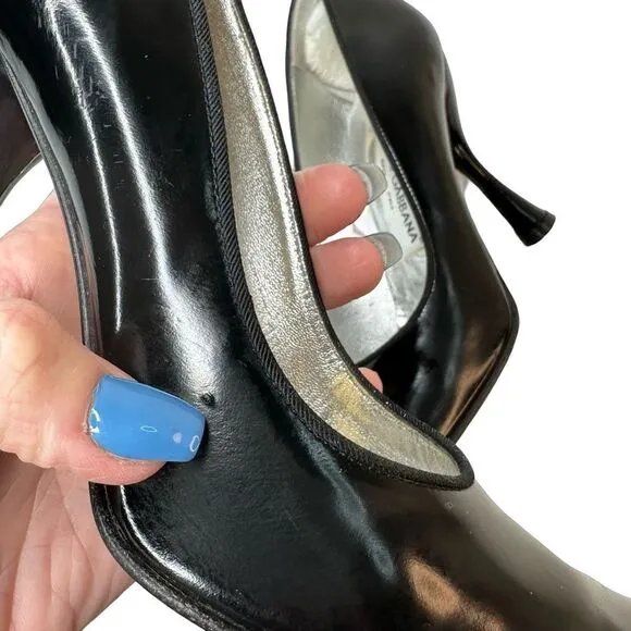 Dolce &amp; Gabbana 1990’s Patent Black Round Toe Shaped Heel Size 36.5 EU 6.5 US