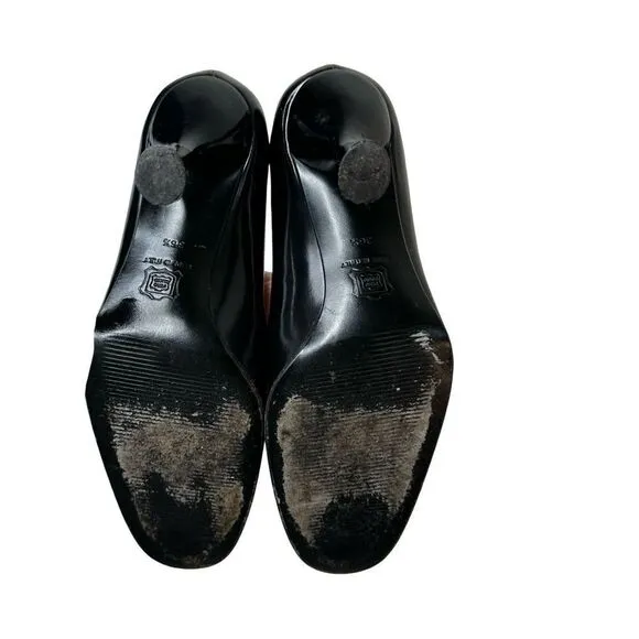 Dolce &amp; Gabbana 1990’s Patent Black Round Toe Shaped Heel Size 36.5 EU 6.5 US