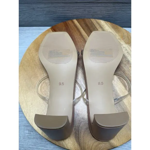 Dolce Vita Sandal Peyton Crystal Clear Straps Block Heels Square Toe Women 9.5