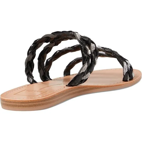 Dolce Vita Sandals Khloe Black Rhinestone Braided Flats