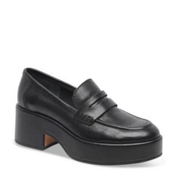Dolce Vita Yanni Black Leather Platform Loafer Size 6 6.5 7 7.5 8 8.5 9 9.5 NWT