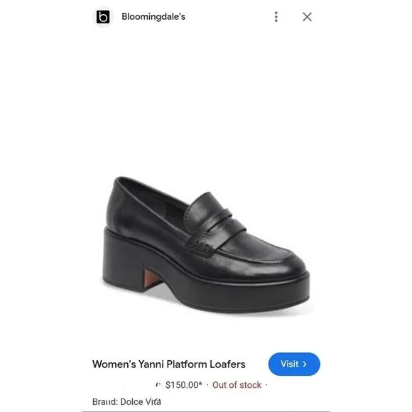 Dolce Vita Yanni Black Leather Platform Loafer Size 6 6.5 7 7.5 8 8.5 9 9.5 NWT