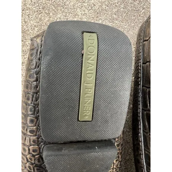 Donald J Pliner Vinco 3 Moccasins Loafers Shoes Mens Size 12 Bronze Croc Leather