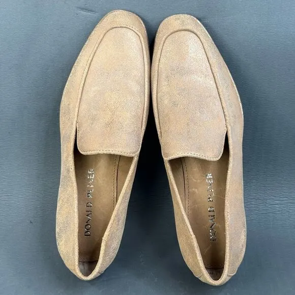 DONALD J PLINER Tamryn leather Beige gold slip on loafer shoes womens size 6.5