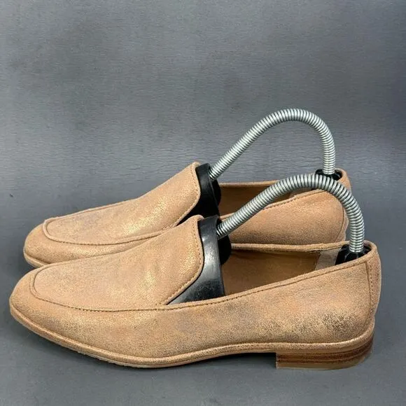 DONALD J PLINER Tamryn leather Beige gold slip on loafer shoes womens size 6.5