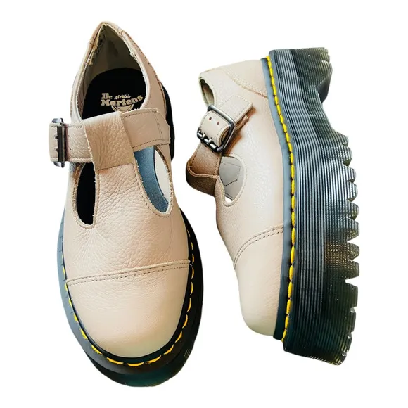 Dr. Marten Womens Taupe Bethan Chunky Platform Oxford Leather Shoes Size 4M