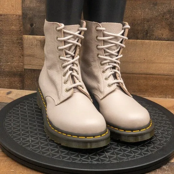 DR MARTENS 1460 PASCAL TAUPE WOMENS BOOTS RETRO COMBAT LEATHER CHUNKY SIZE 10
