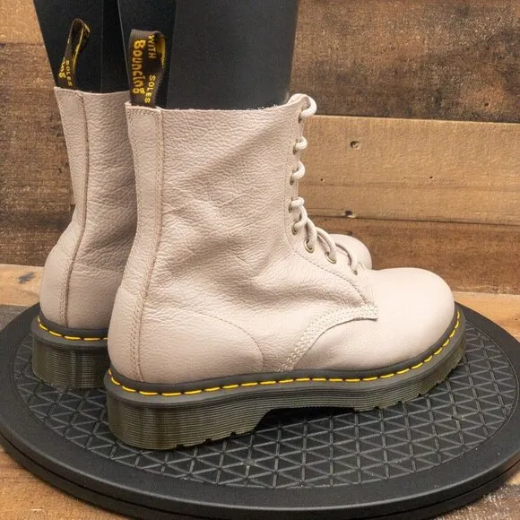 DR MARTENS 1460 PASCAL TAUPE WOMENS BOOTS RETRO COMBAT LEATHER CHUNKY SIZE 10